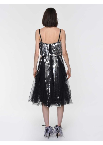 Asklı Payetli Tüllü Gece Elbisesi Gümüş Y1911337_078 indirimleri