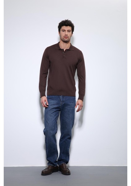 Kahve Polo Yaka Erkek Kazak fiyatları