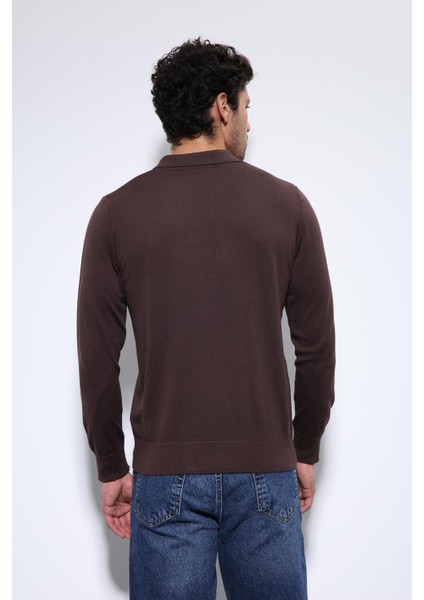 Kahve Polo Yaka Erkek Kazak indirimleri