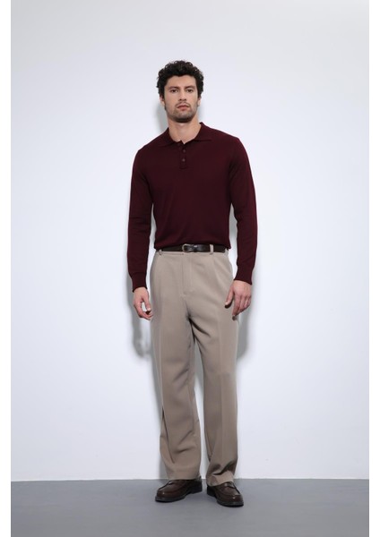 Bordo Polo Yaka Erkek Kazak