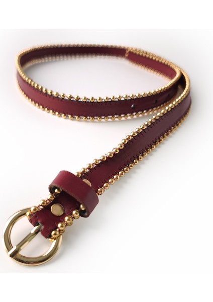 Kenarı Troklu Kemer Bordo fırsatları