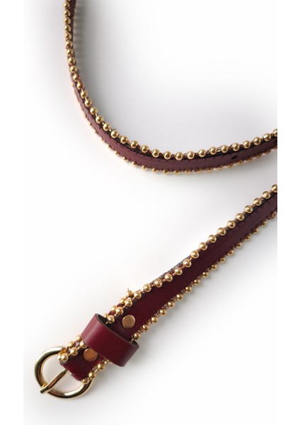 Kenarı Troklu Kemer Bordo indirimleri