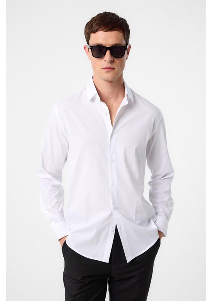 Beyaz Slim Fit Erkek Gömlek