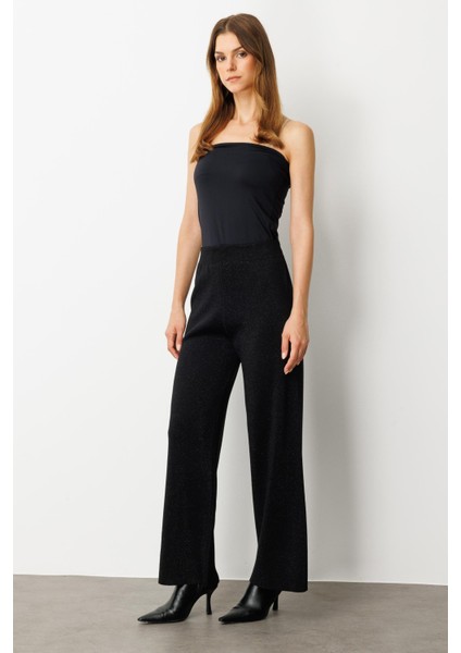 Kapüşon Detay Simli Triko Takım-SİYAH modelleri