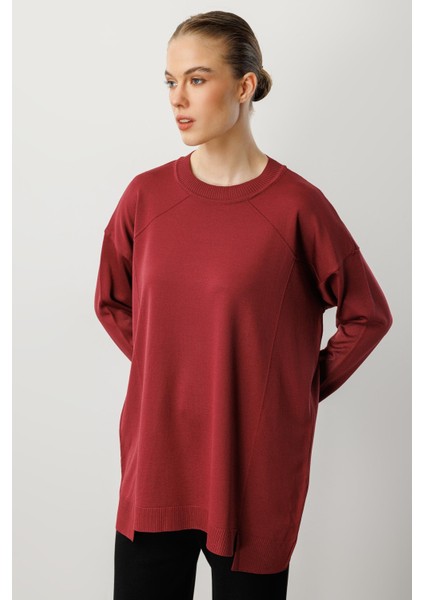 Yuvarlak Yaka Basic Triko-Bordo modelleri