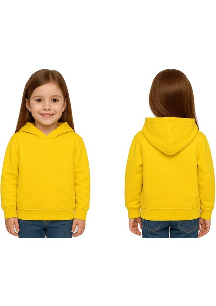 Unisex Düz Baskısız Çocuk Sweatshirt Kapüşonlu 3 Iplik Şardonlu Kumaş modelleri