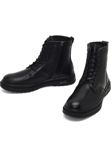 Erkek Siyah Fermuarlı Deri Bot 25WFD700418 modelleri
