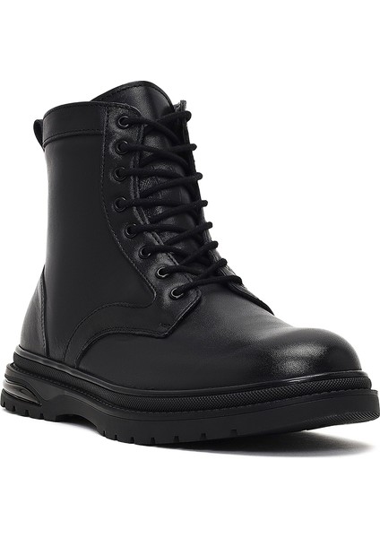 Erkek Siyah Fermuarlı Deri Bot 25WFD700418