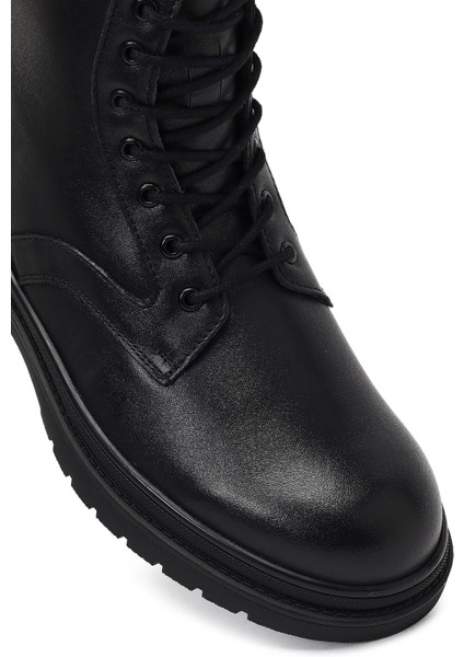 Erkek Siyah Fermuarlı Deri Bot 25WFD700418