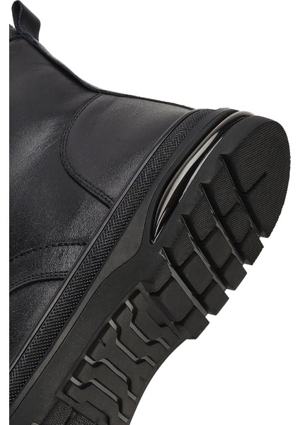 Erkek Siyah Fermuarlı Deri Bot 25WFD700418