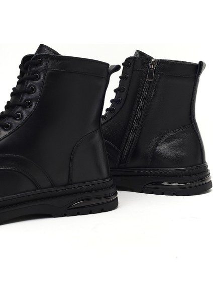Erkek Siyah Fermuarlı Deri Bot 25WFD700418