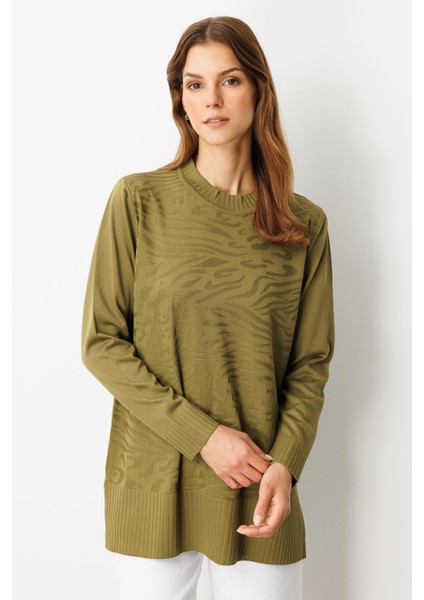 Kendinden Desenli Triko Tunik-Y.YEŞİLİ modelleri