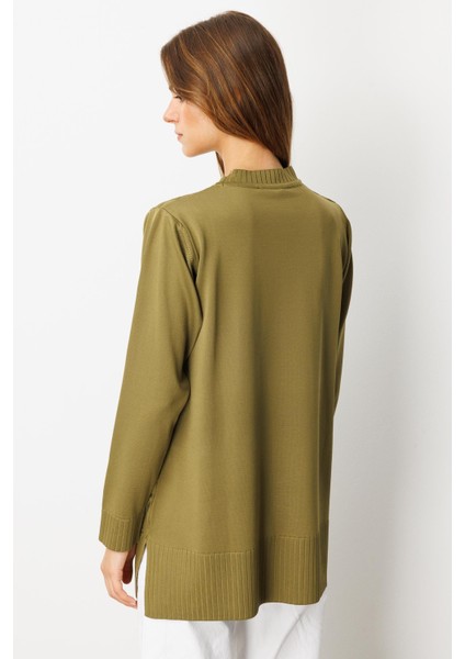 Kendinden Desenli Triko Tunik-Y.YEŞİLİ