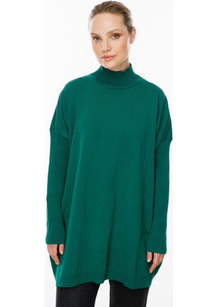 Yarım Balıkçı Triko Tunik-YEŞİL fırsatları