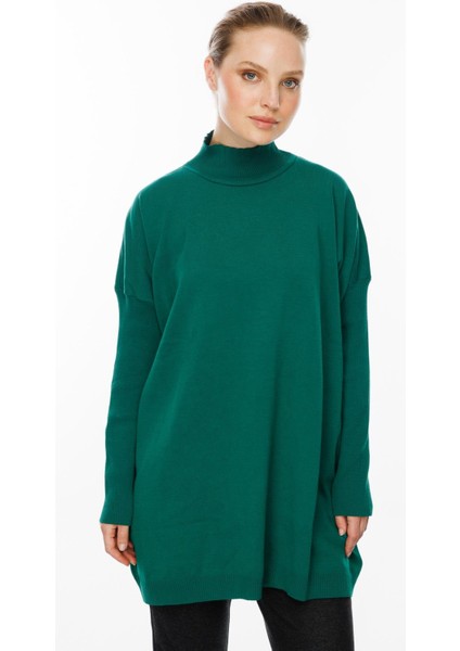 Yarım Balıkçı Triko Tunik-YEŞİL indirimleri