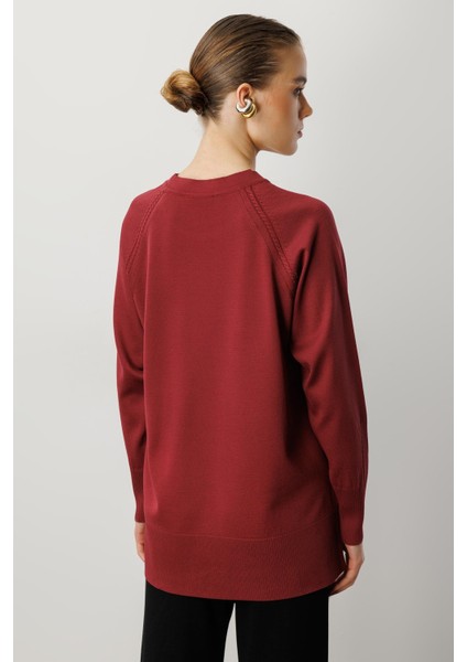 Reglan Kol Basic Triko Tunik-Bordo