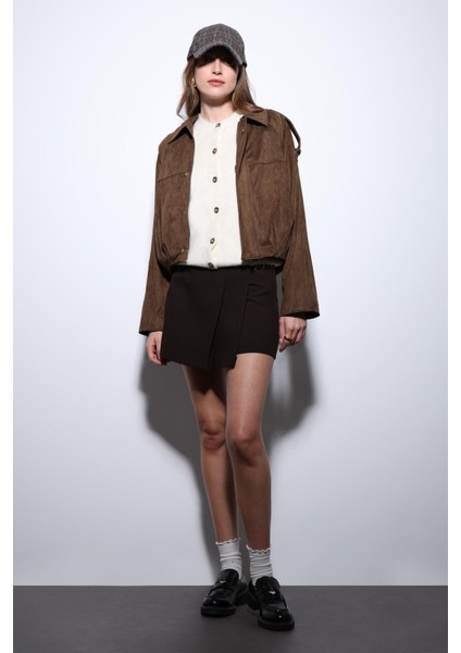 Taba Süet Görünümlü Bomber Kadın Mont modelleri