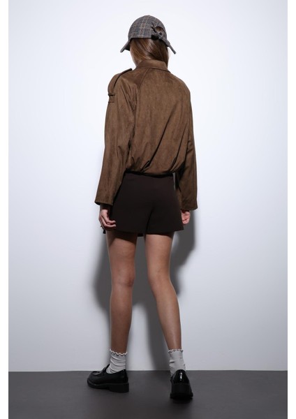 Taba Süet Görünümlü Bomber Kadın Mont