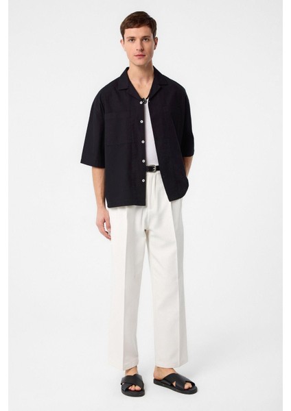 Siyah Relax Fit Kısa Erkek Gömlek fiyatları