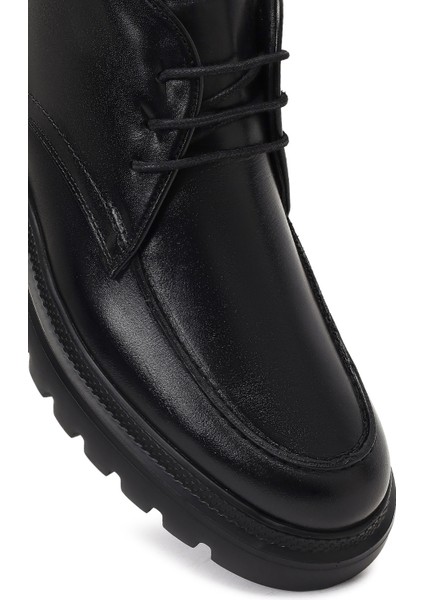 Erkek Siyah Bağcıklı Kalın Tabanlı Deri Casual Bot 25WFD675722