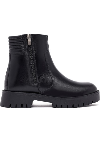 Kadın Siyah Fermuarlı Deri Bot 25WFD413818