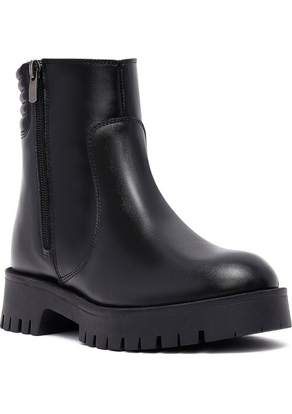 Kadın Siyah Fermuarlı Deri Bot 25WFD413818