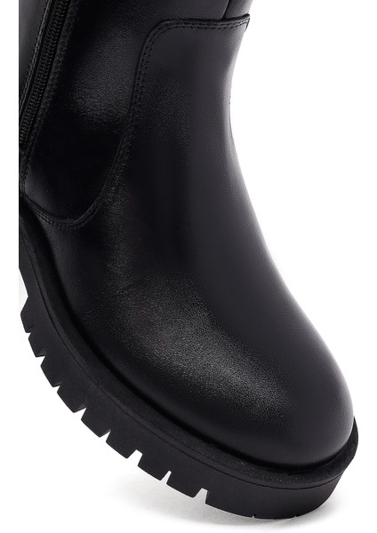 Kadın Siyah Fermuarlı Deri Bot 25WFD413818