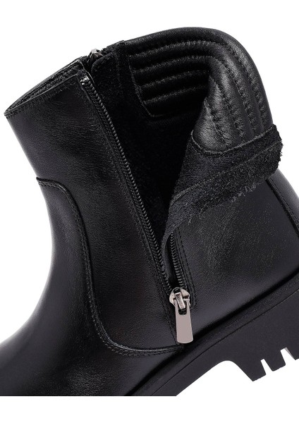 Kadın Siyah Fermuarlı Deri Bot 25WFD413818