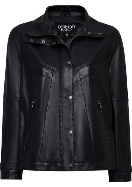 Hannah Kadın Siyah Yaka Kürklü Oversize Deri Mont 25WGE56141M fırsatları