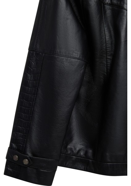 Hannah Kadın Siyah Yaka Kürklü Oversize Deri Mont 25WGE56141M indirimleri