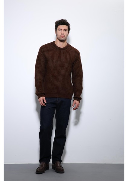 Kahve Örme Dokulu Erkek Kazak fiyatları