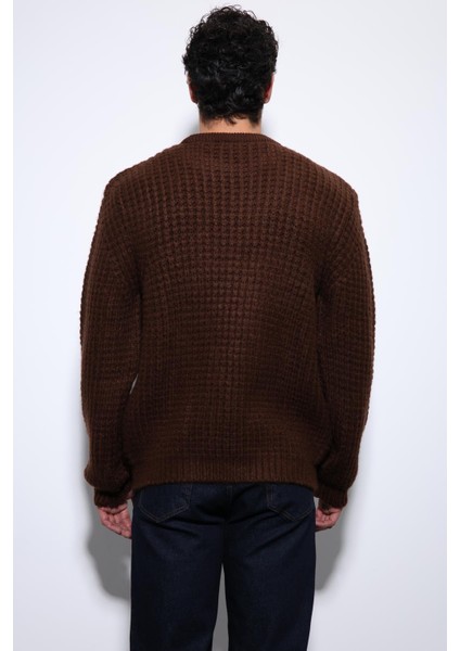 Kahve Örme Dokulu Erkek Kazak indirimleri