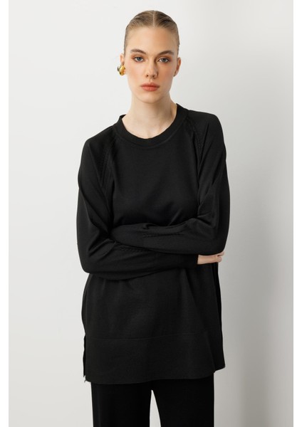 Reglan Kol Basic Triko Tunik-Siyah fiyatları