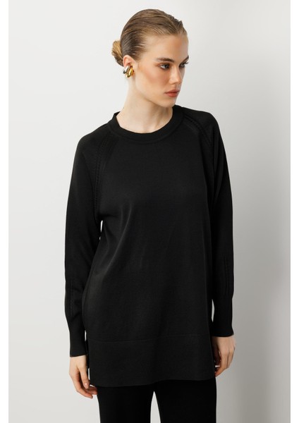 Reglan Kol Basic Triko Tunik-Siyah modelleri