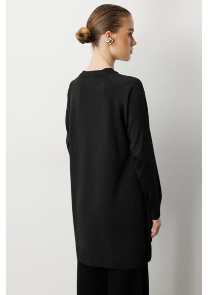 Reglan Kol Leopar Desenli Triko Tunik-Siyah fırsatları