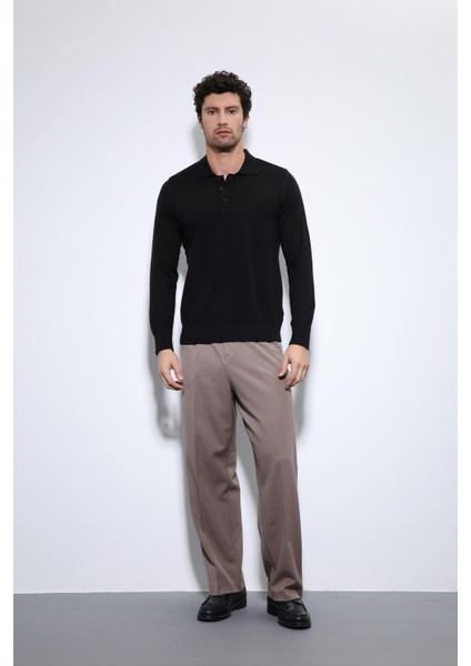 Siyah Yumuşak Dokulu Basic Erkek Kazak modelleri