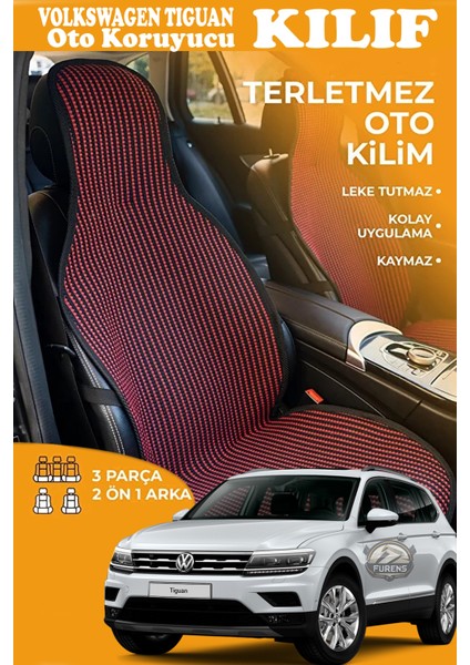 Volkswagen Tiguan Uyumlu Kırmızı Prestij Serisi Dokuma Kumaş Oto Koltuk Kılıfı Ön Tam Arka Alt