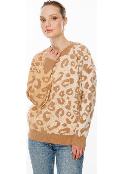 Leopar Desenli Kazak-BEJ indirimleri