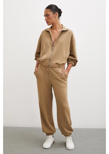 Lastikli Cepli Eşofman Altı Camel indirimleri