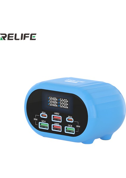 Relıfe RL-309U | 72W Çift 30W Pd & Çift Qc 3.0 Akıllı 6 Portlu Dijital Şarj Istasyonu (Volt/amper Tester) fiyatları