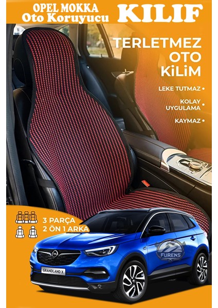 Opel Mokka Uyumlu Kırmızı Prestij Serisi Dokuma Kumaş Oto Koltuk Kılıfı Ön Tam Arka Alt