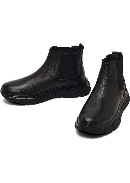 Erkek Siyah Kalın Tabanlı Deri Chelsea Bot 25WFD7610FT modelleri