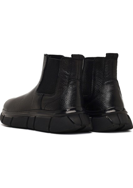 Erkek Siyah Kalın Tabanlı Deri Chelsea Bot 25WFD7610FT