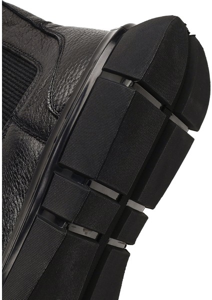 Erkek Siyah Kalın Tabanlı Deri Chelsea Bot 25WFD7610FT