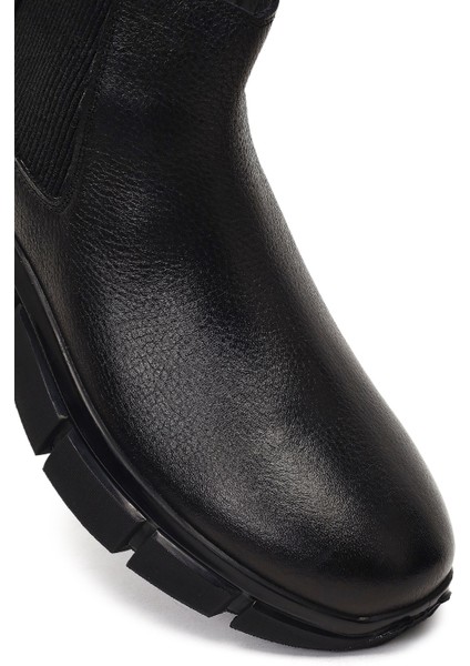 Erkek Siyah Kalın Tabanlı Deri Chelsea Bot 25WFD7610FT