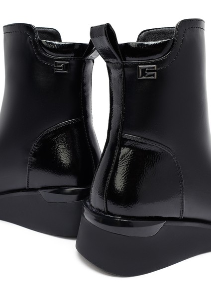 Kadın Siyah Fermuarlı Dolgu Topuklu Bot 25WFE401714