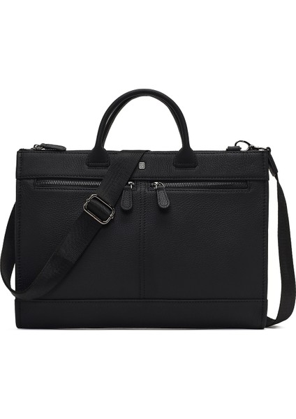 Erkek Siyah Uzun Askılı Deri Evrak Çantası 25WBD3531FT