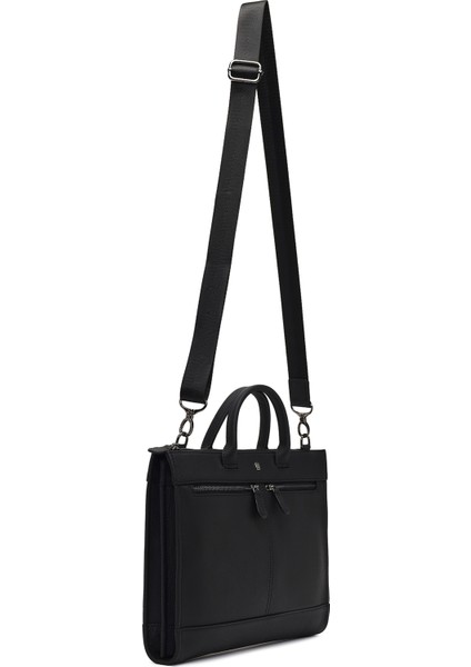 Erkek Siyah Uzun Askılı Deri Evrak Çantası 25WBD3531FT