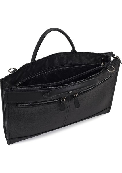 Erkek Siyah Uzun Askılı Deri Evrak Çantası 25WBD3531FT