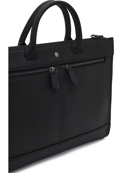 Erkek Siyah Uzun Askılı Deri Evrak Çantası 25WBD3531FT